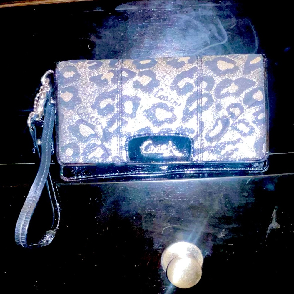 EUC coach cheetah print wristlet wallet
